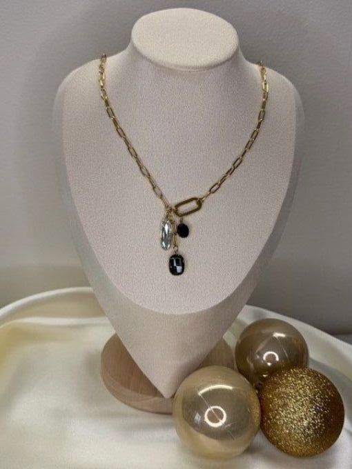 Collier Swarovski noir /gris